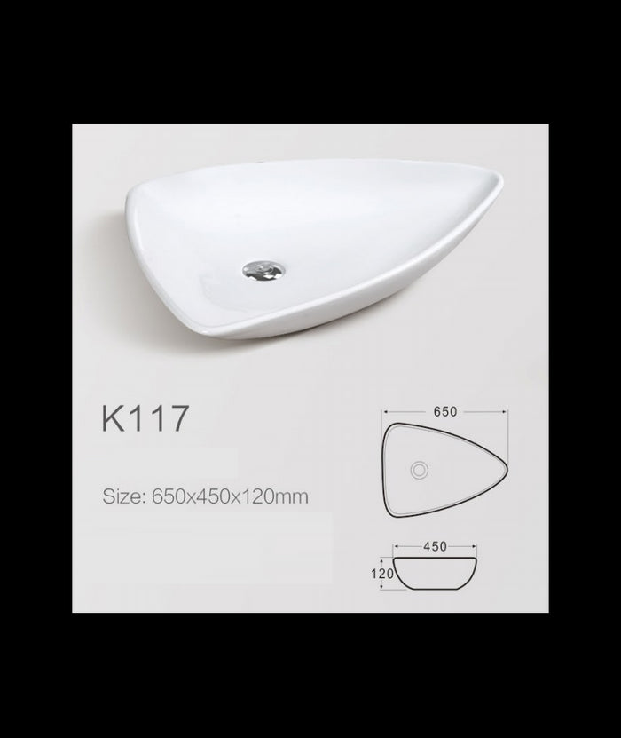 Lavabo da appoggio in ceramica bianco lucido K117