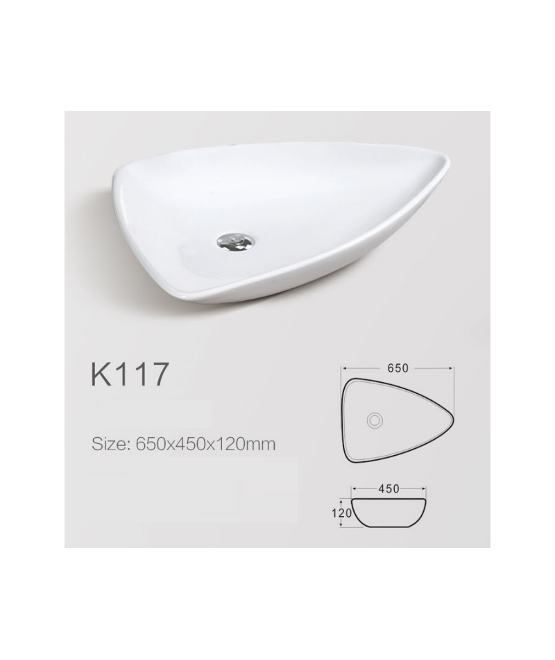 Lavabo da appoggio in ceramica bianco lucido K117