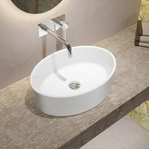 Lavabo da appoggio ovale 51,5x41x14 cm Bianco