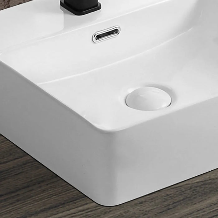 Lavabo da appoggio in ceramica 50x42 cm rettangolare bianco lucido