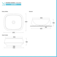 Lavabo da appoggio in ceramica bianco lucido quadrato 42 cm  Aris