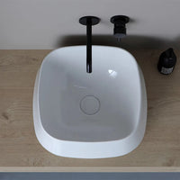 Lavabo da appoggio in ceramica bianco lucido quadrato 42 cm  Aris