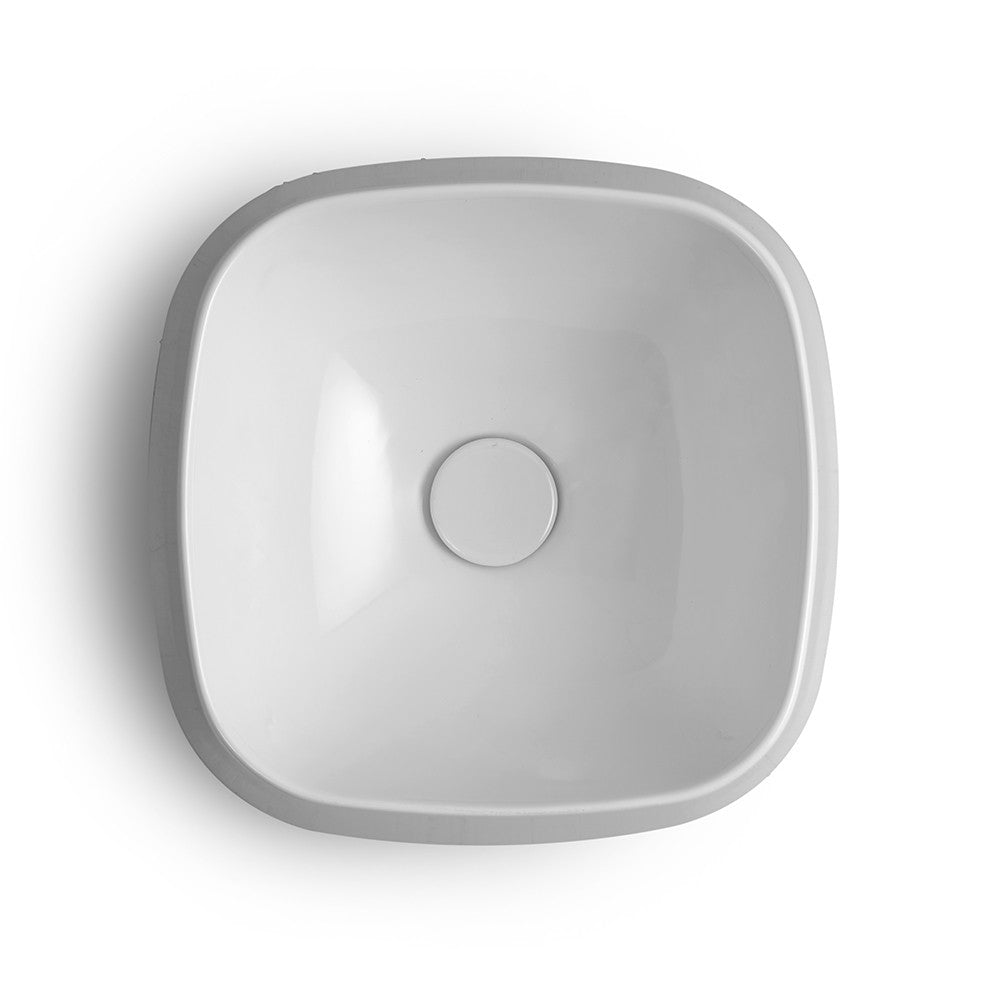 Lavabo da appoggio in ceramica bianco lucido quadrato 42 cm  Aris