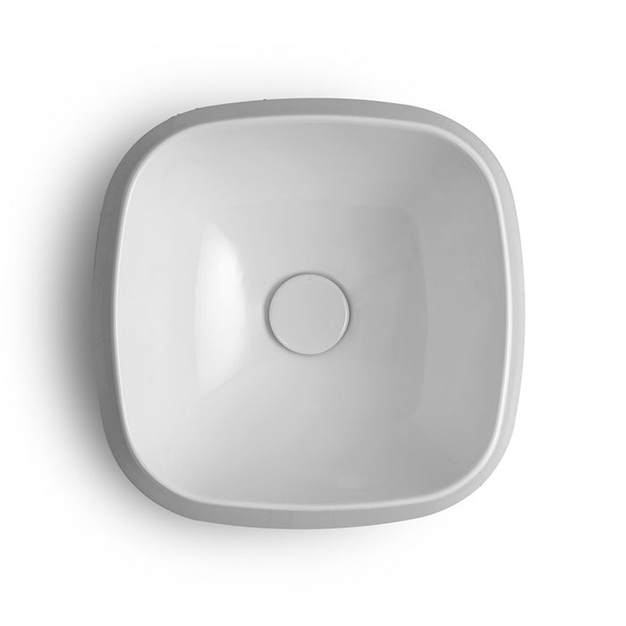 Lavabo da appoggio in ceramica bianco lucido quadrato 42 cm  Aris