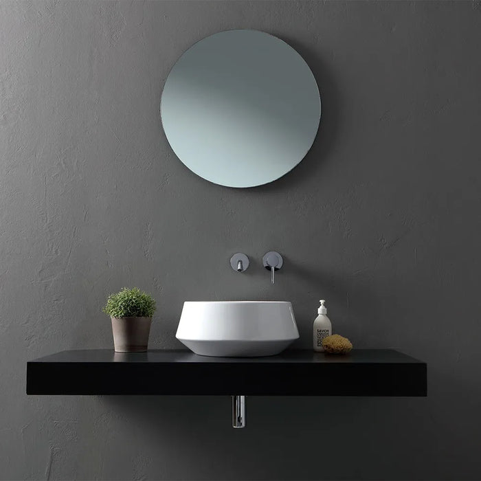 Lavabo da appoggio in ceramica bianco lucido tondo 42 cm  Aris