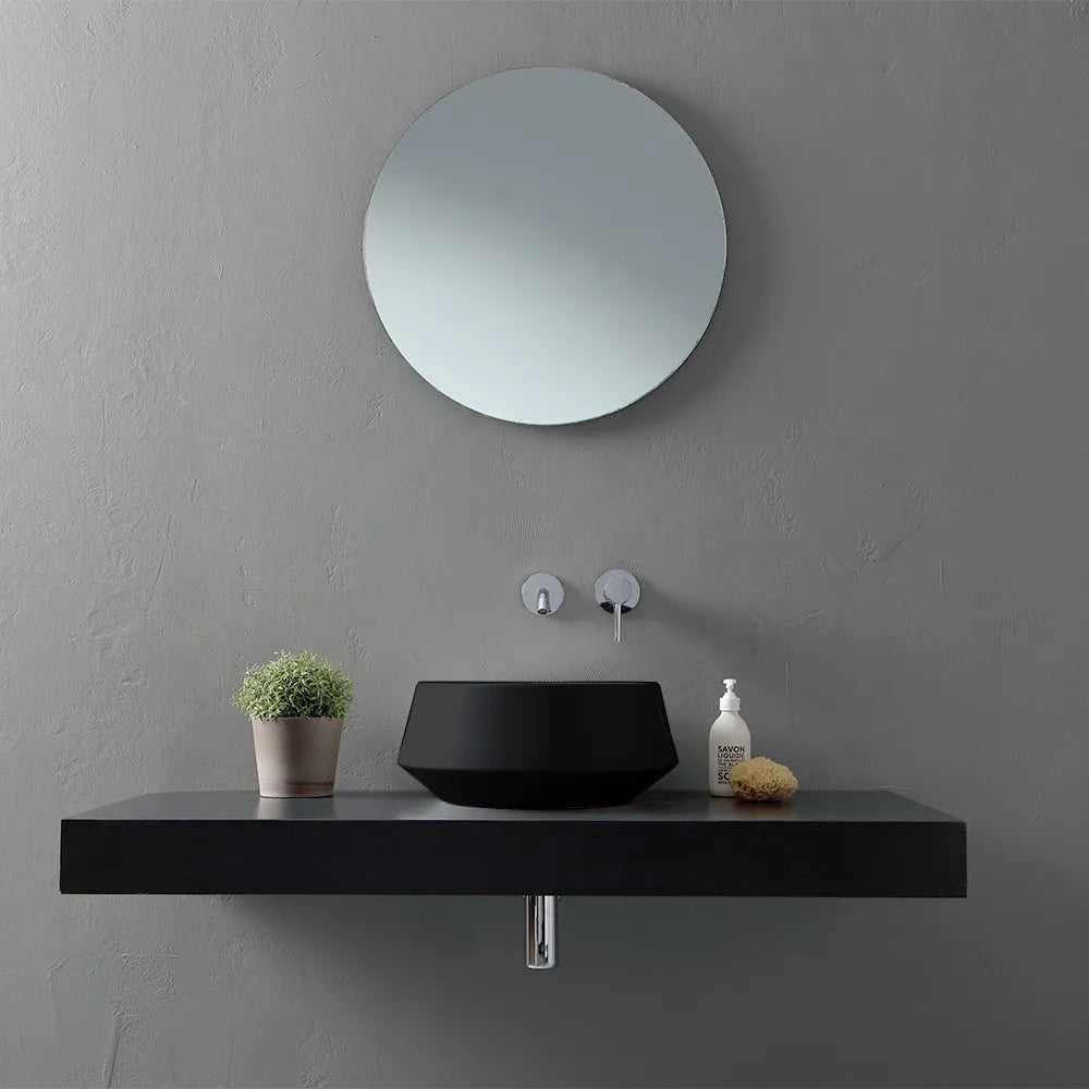 Lavabo da appoggio in ceramica nero opaco tondo 42 cm  Aris