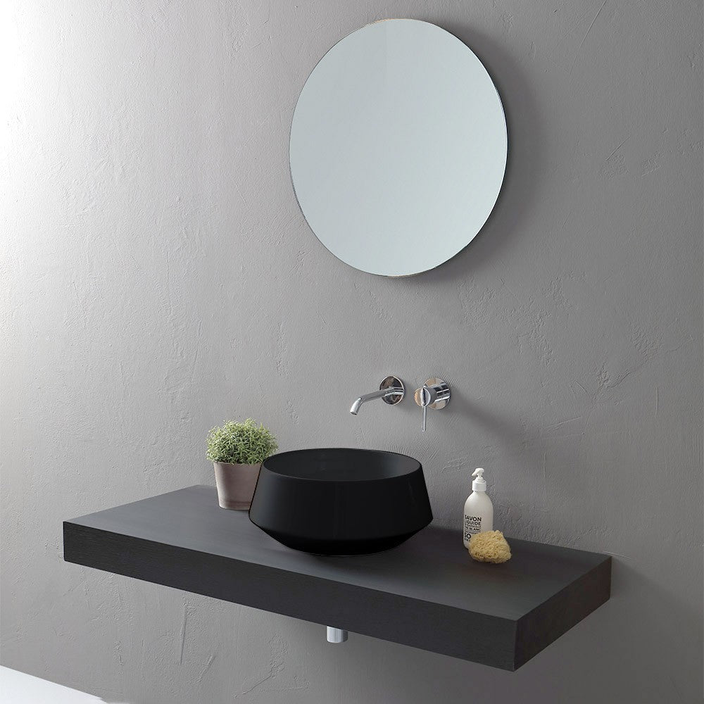 Lavabo da appoggio in ceramica nero opaco tondo 42 cm  Aris