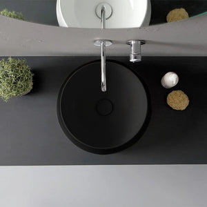 Lavabo da appoggio in ceramica nero opaco tondo 42 cm  Aris