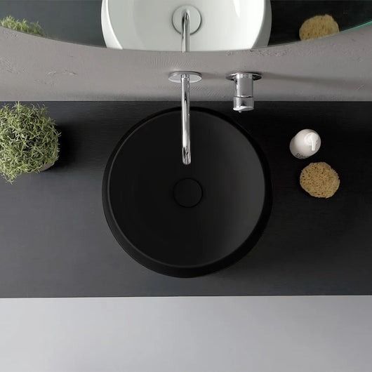 Lavabo da appoggio in ceramica nero opaco tondo 42 cm  Aris