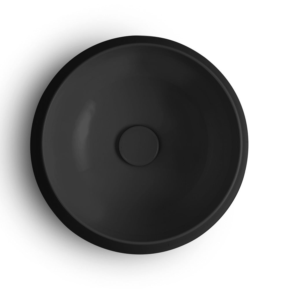 Lavabo da appoggio in ceramica nero opaco tondo 42 cm  Aris