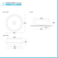 Lavabo da appoggio in ceramica nero opaco tondo 42 cm  Aris