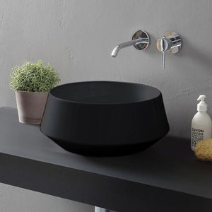 Lavabo da appoggio in ceramica nero opaco tondo 42 cm  Aris