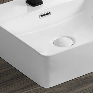 Lavabo da appoggio in ceramica rettangolare 41x42 cm bianco lucido