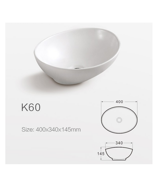 Lavabo da appoggio in ceramica bianco lucido K60