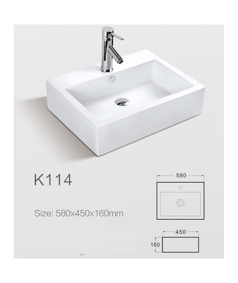 Lavabo da appoggio in ceramica bianco lucido K114