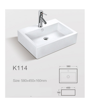 Lavabo da appoggio in ceramica bianco lucido K114