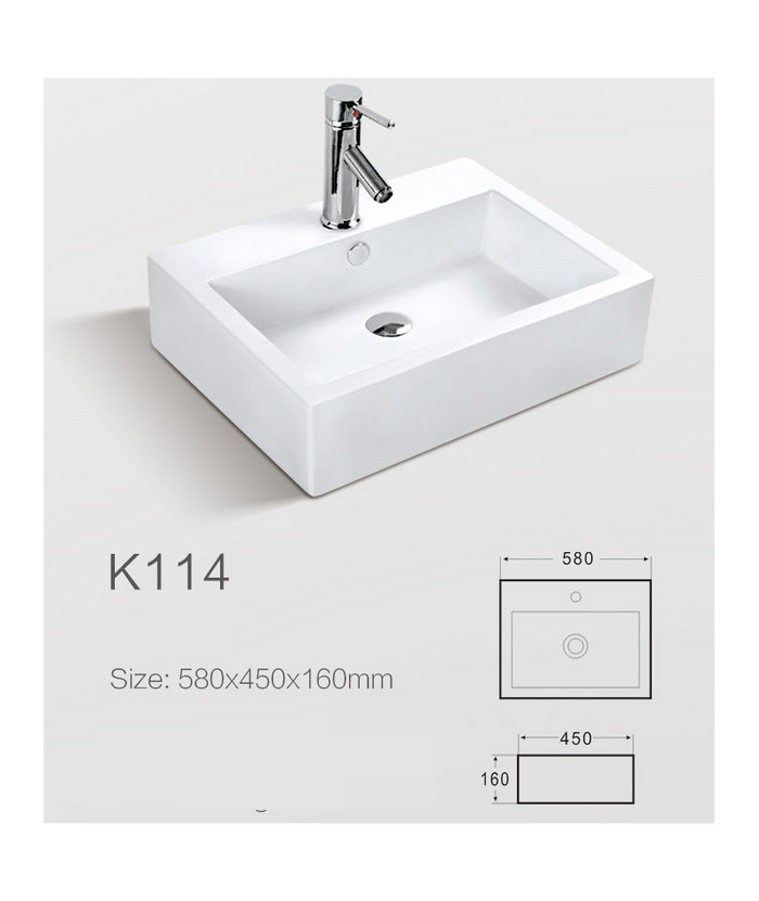 Lavabo da appoggio in ceramica bianco lucido K114
