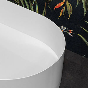 Lavabo da appoggio ovale 58x38 cm in acciaio inox bianco opaco  Goya