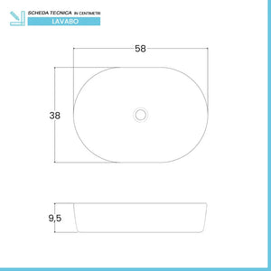 Lavabo da appoggio ovale 58x38 cm in acciaio inox nero opaco  Goya