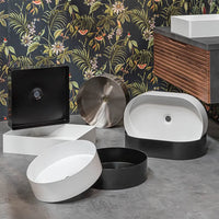 Lavabo da appoggio ovale 58x38 cm in acciaio inox nero opaco  Goya