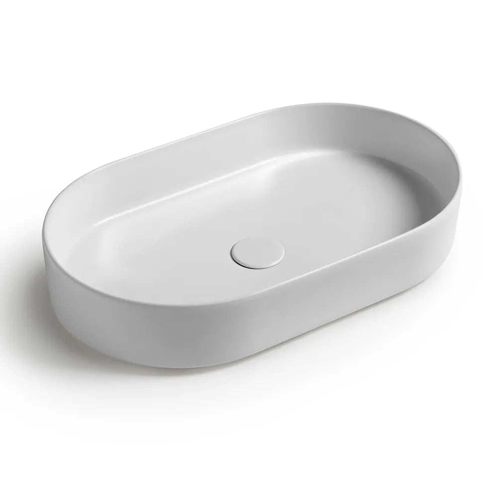 Lavabo da appoggio ovale 60 in ceramica bianco opaco  Epsilon