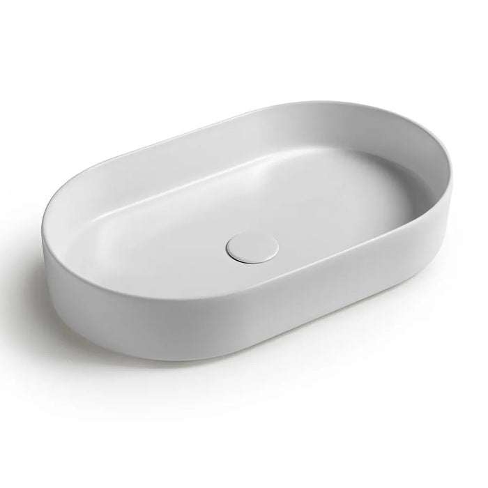 Lavabo da appoggio ovale 60 in ceramica bianco opaco  Epsilon