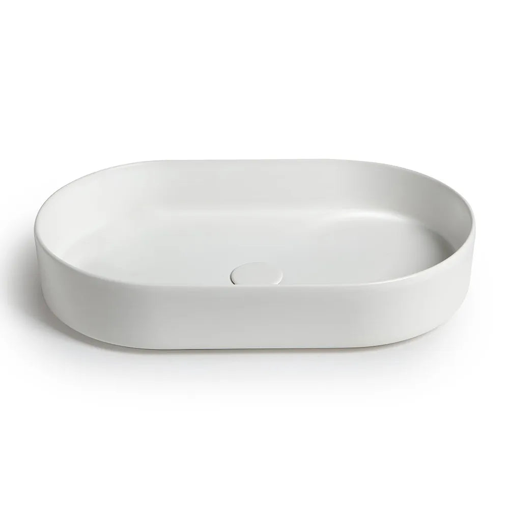 Lavabo da appoggio ovale 60 in ceramica bianco opaco  Epsilon