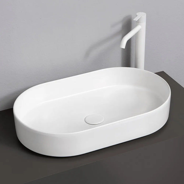 Lavabo da appoggio ovale 60 in ceramica bianco opaco  Epsilon