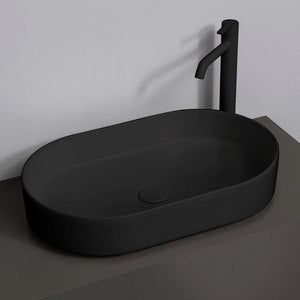 Lavabo da appoggio ovale 60 in ceramica nero opaco  Epsilon