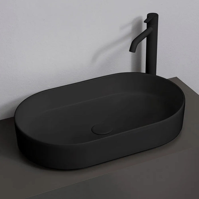 Lavabo da appoggio ovale 60 in ceramica nero opaco  Epsilon