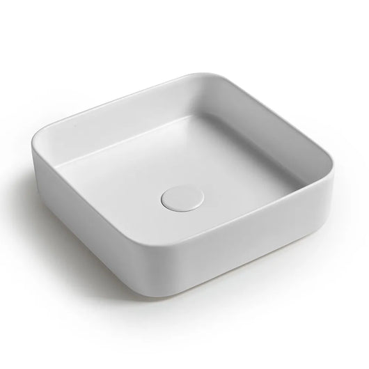 Lavabo da appoggio quadrato 40 in ceramica bianco lucido  Epsilon