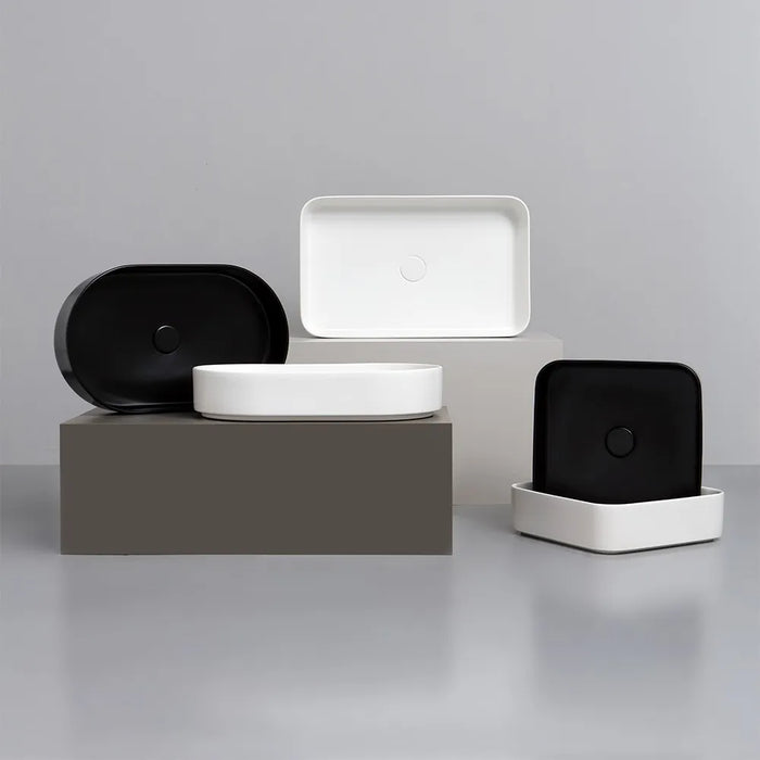 Lavabo da appoggio quadrato 40 in ceramica bianco lucido  Epsilon