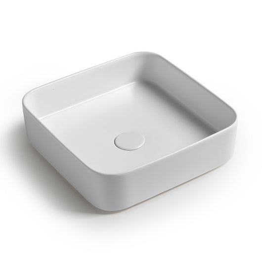 Lavabo da appoggio quadrato 40 in ceramica bianco lucido Epsilon 