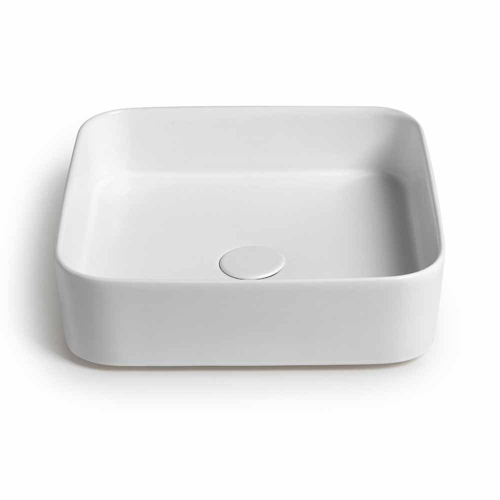 Lavabo da appoggio quadrato 40 in ceramica bianco lucido Epsilon 