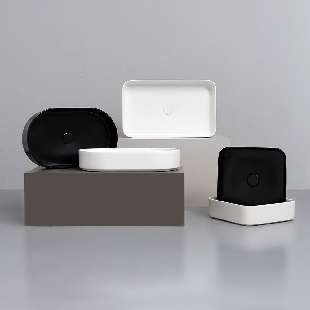 Lavabo da appoggio quadrato 40 in ceramica bianco lucido Epsilon 