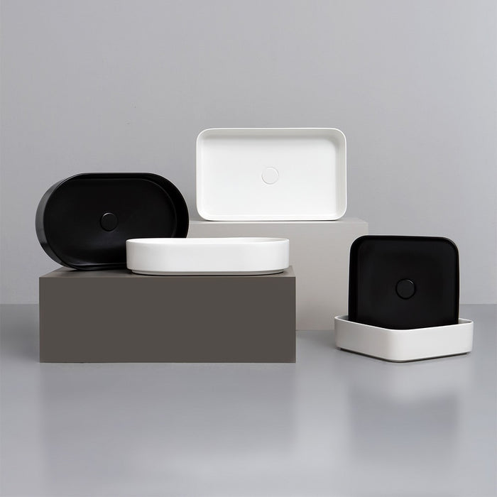 Lavabo da appoggio quadrato 40 in ceramica bianco lucido Epsilon 