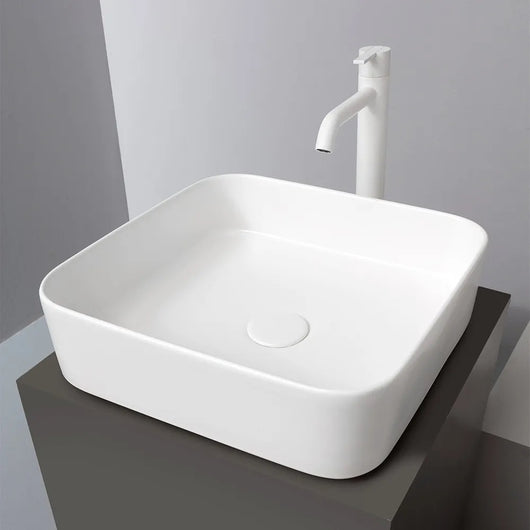 Lavabo da appoggio quadrato 40 in ceramica bianco opaco  Epsilon