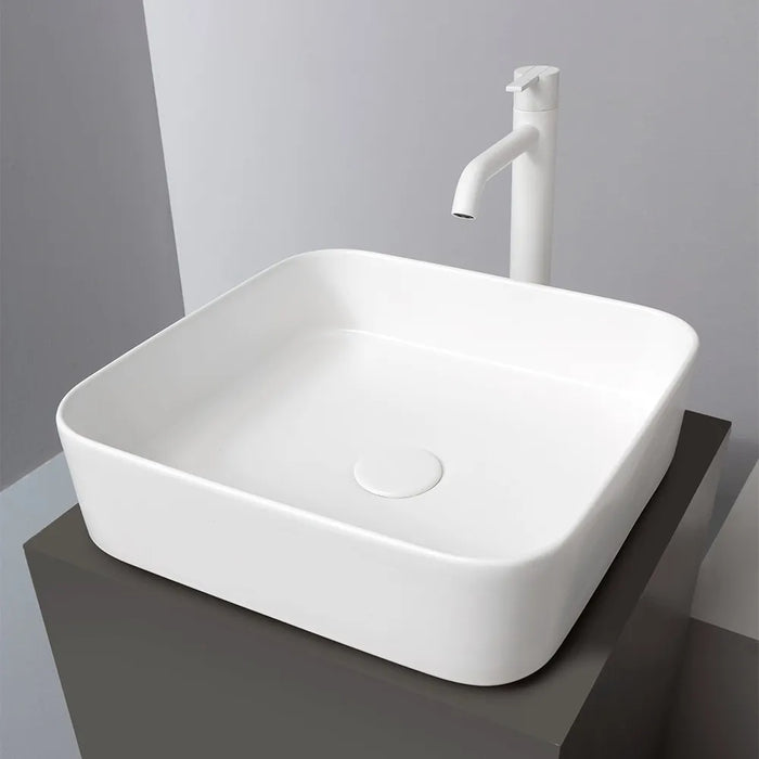 Lavabo da appoggio quadrato 40 in ceramica bianco opaco  Epsilon