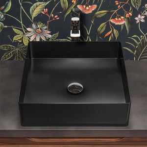 Lavabo da appoggio quadrato 45 cm in acciaio inox nero opaco  Goya