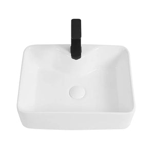Lavabo da appoggio rettangolare 48x37 cm in ceramica bianco lucido