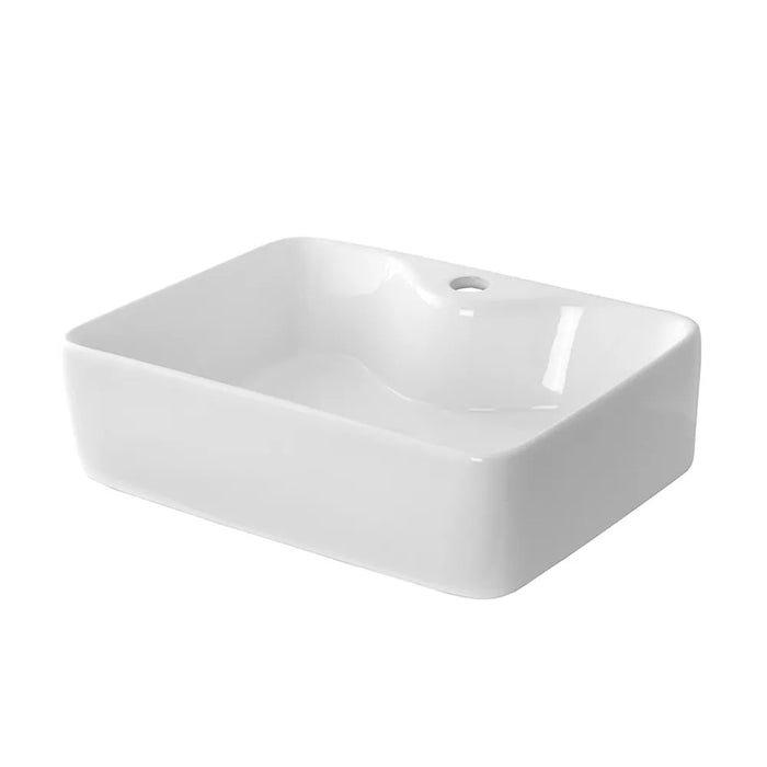 Lavabo da appoggio rettangolare 48x37 cm in ceramica bianco lucido