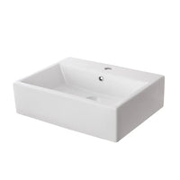Lavabo da appoggio rettangolare 52x42 cm in ceramica bianco lucido