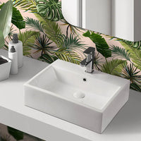 Lavabo da appoggio rettangolare 52x42 cm in ceramica bianco lucido