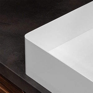 Lavabo da appoggio rettangolare 58x38 cm in acciaio inox bianco opaco  Goya