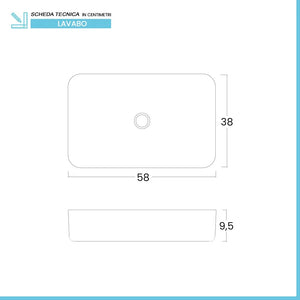 Lavabo da appoggio rettangolare 58x38 cm in acciaio inox nero opaco  Goya
