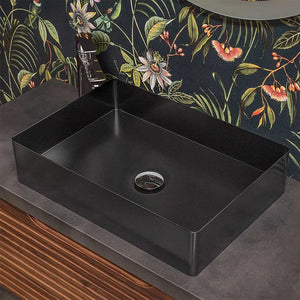 Lavabo da appoggio rettangolare 58x38 cm in acciaio inox nero opaco  Goya
