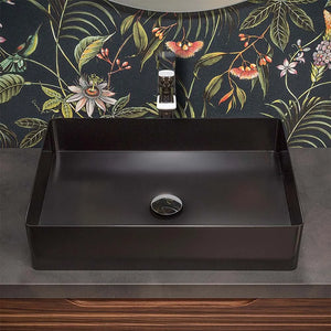 Lavabo da appoggio rettangolare 58x38 cm in acciaio inox nero opaco  Goya
