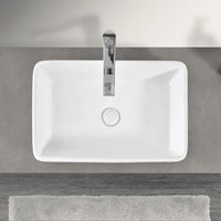 Lavabo da appoggio rettangolare in ceramica 48x38 cm bianco lucido