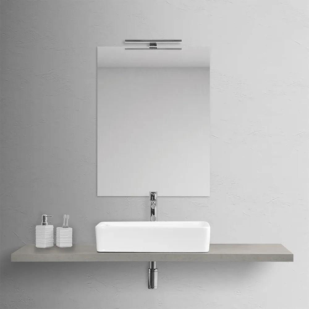 Lavabo da appoggio rettangolare in ceramica 48x38 cm bianco lucido