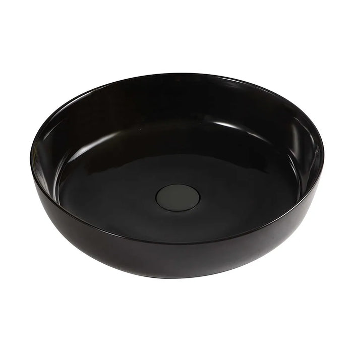 Lavabo da appoggio tondo 33 cm nero lucido in ceramica  Zelos